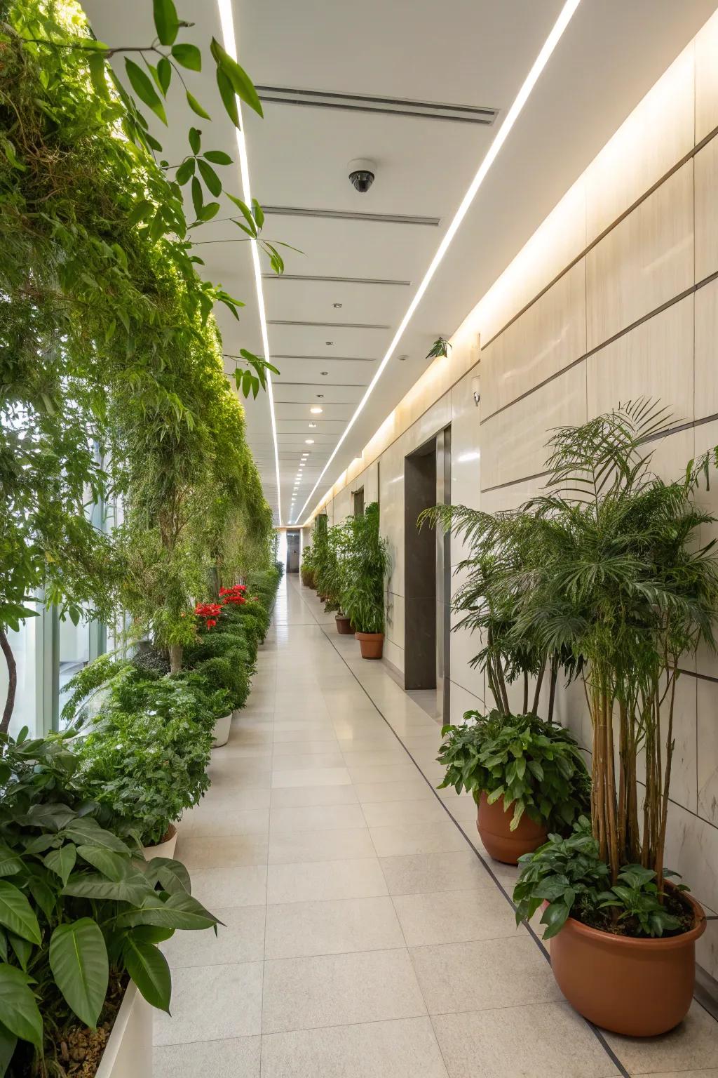 Flora brings natural freshness and vitality into the corridor.