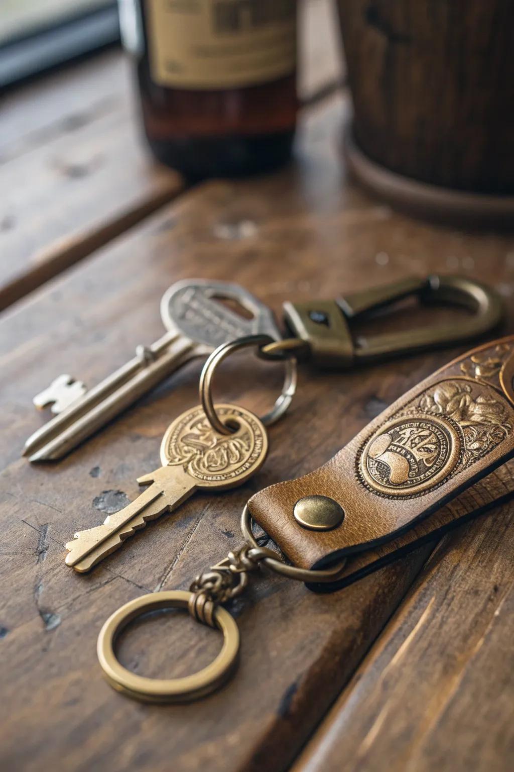 Unveil the charm of artistry with this refined keychain bottle lifter.