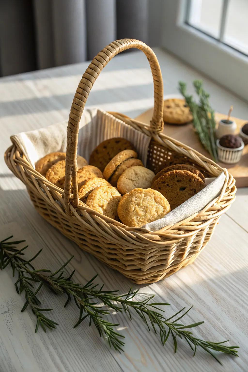 Delight of cookies, in basket.