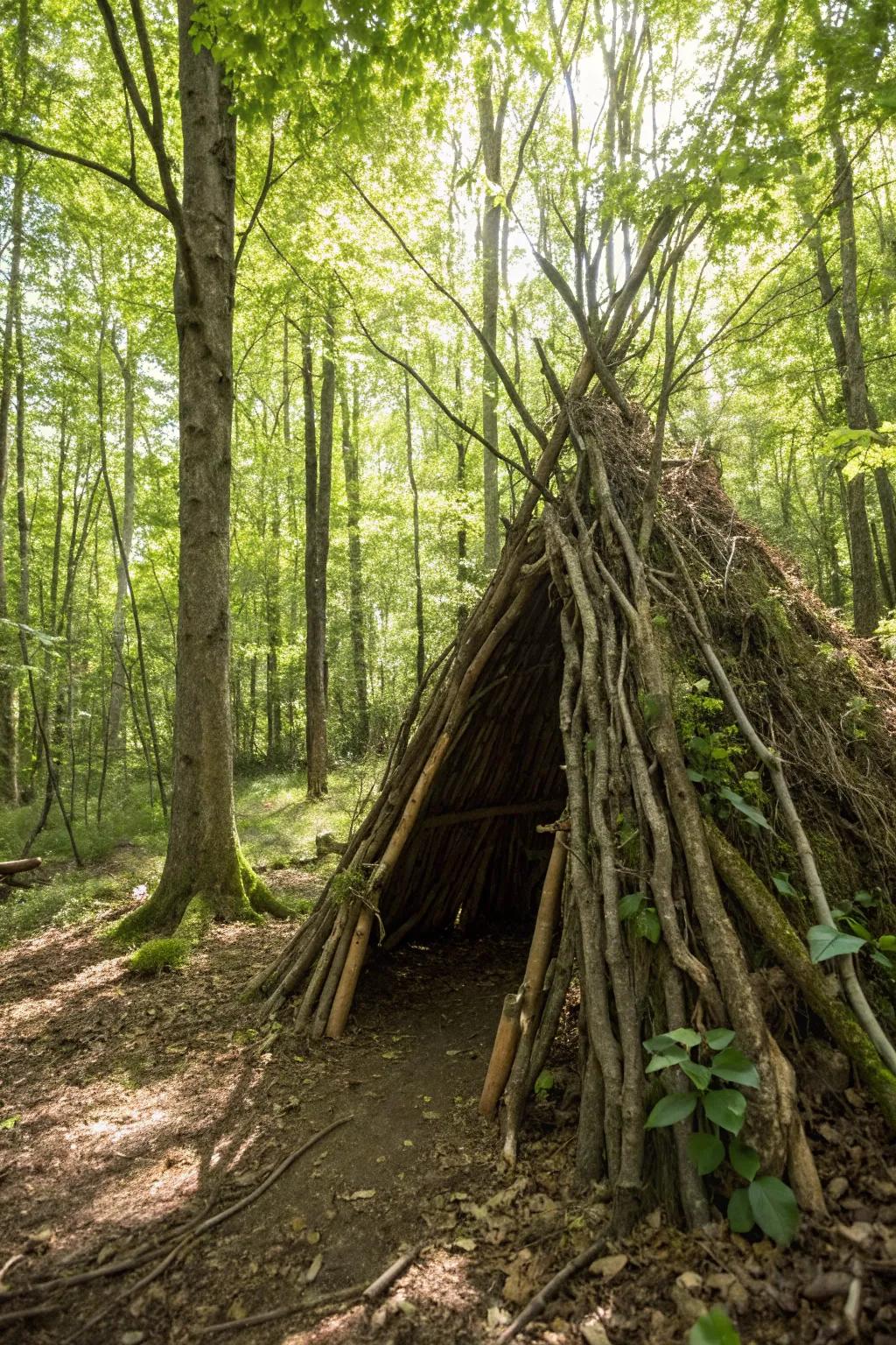 Rule the Art of Off-Grid Living: A Perfectly Crafted Branch Shelter
