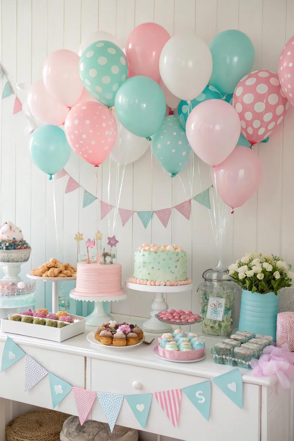A themed backcloth elevates the confection bar's presentation.