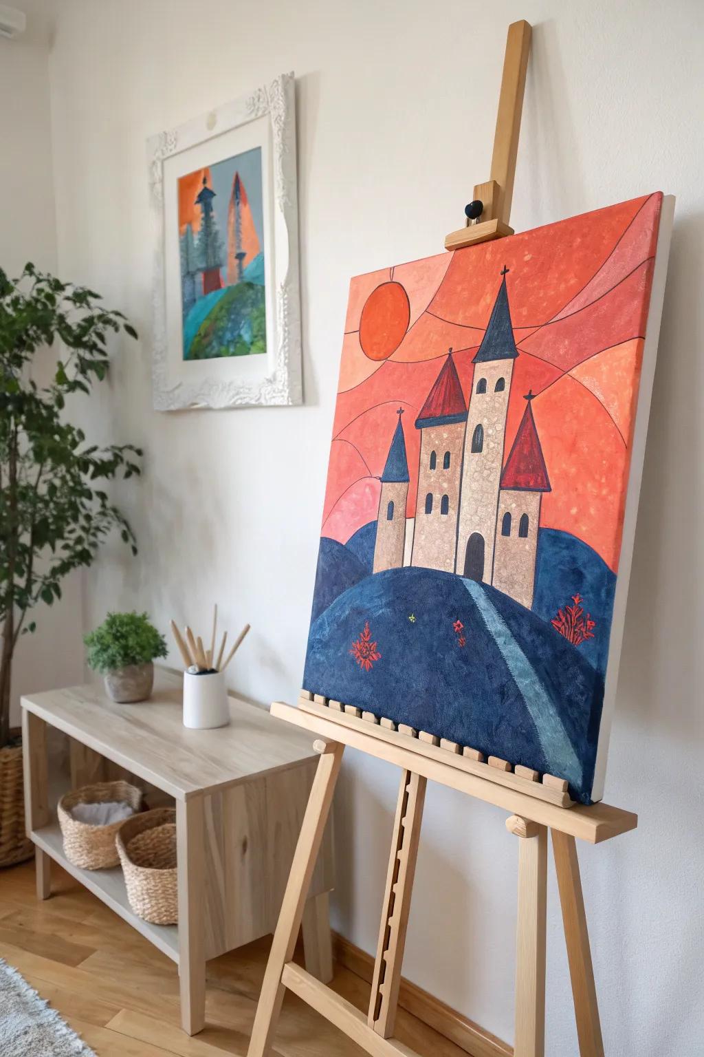 Dive into a realm of imagination with this Abstract Castle Dreamscape, where audacious hues and configurations ignite ingenuity and discourse.