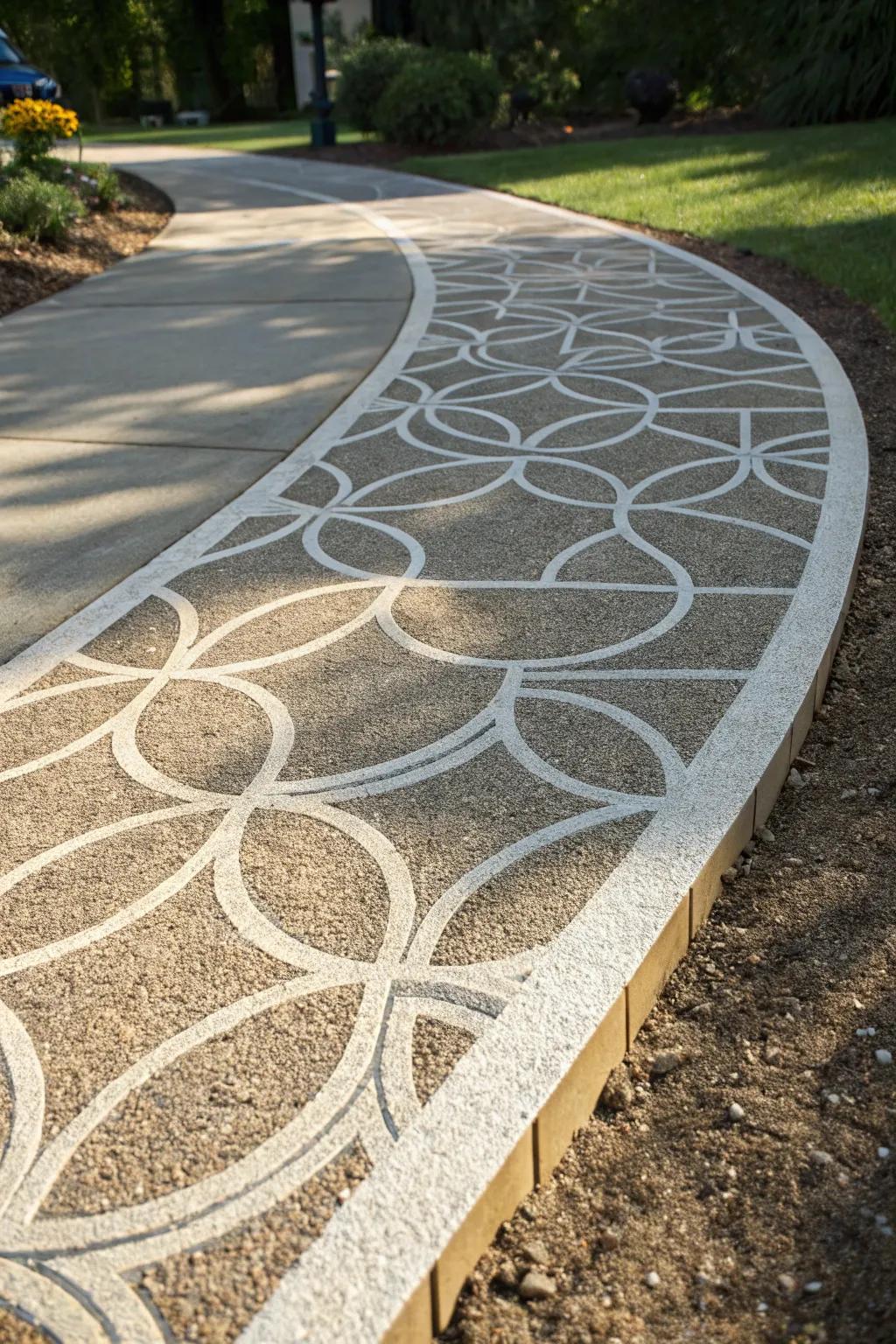 Elevate your driveway through a patterned concrete coating—where sophistication converges with artistry.