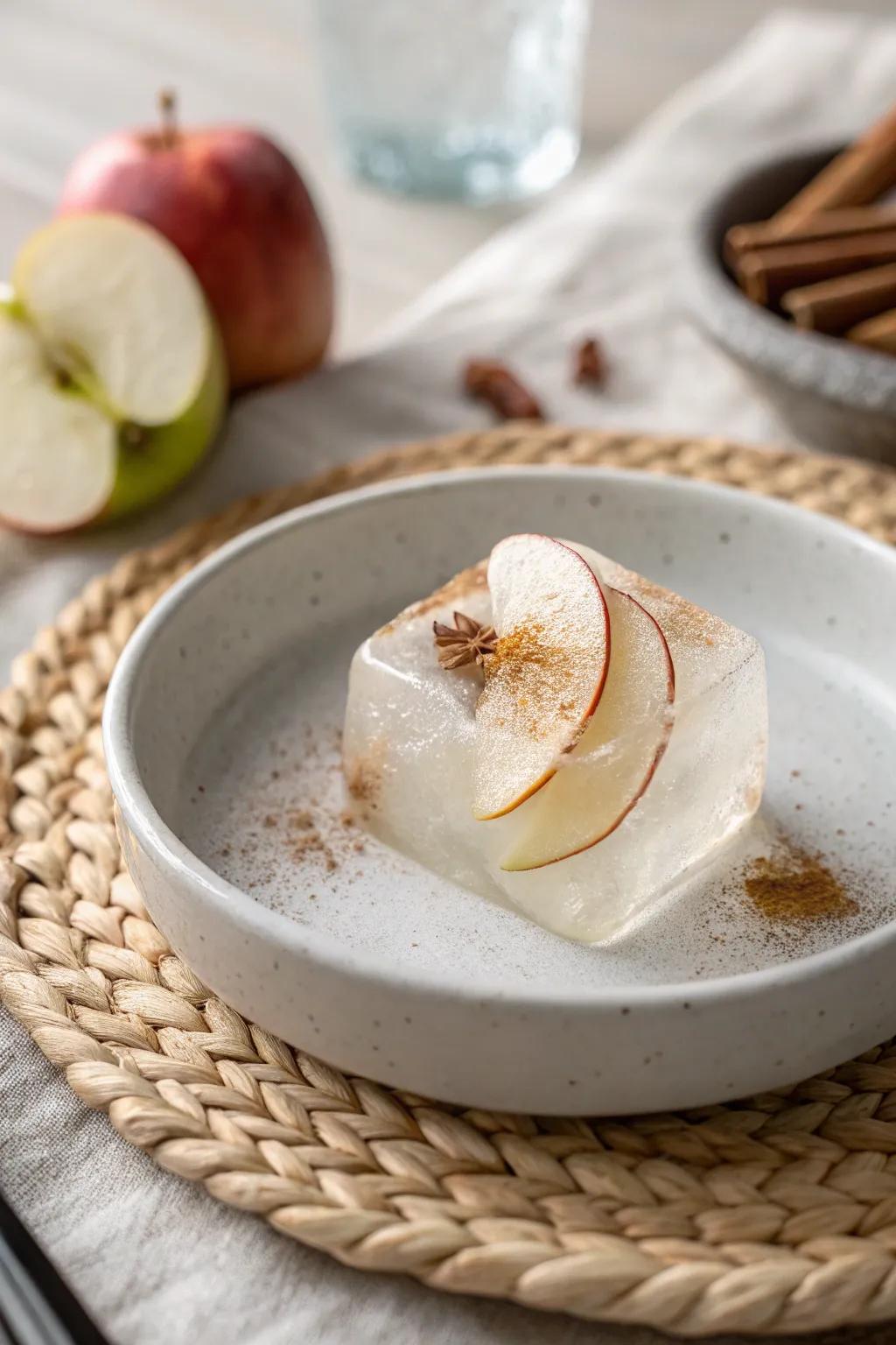 Elevate your holiday drinks with these enchanting spiced apple ice gems - a flawless fusion of Scandinavian elegance and boho charm.