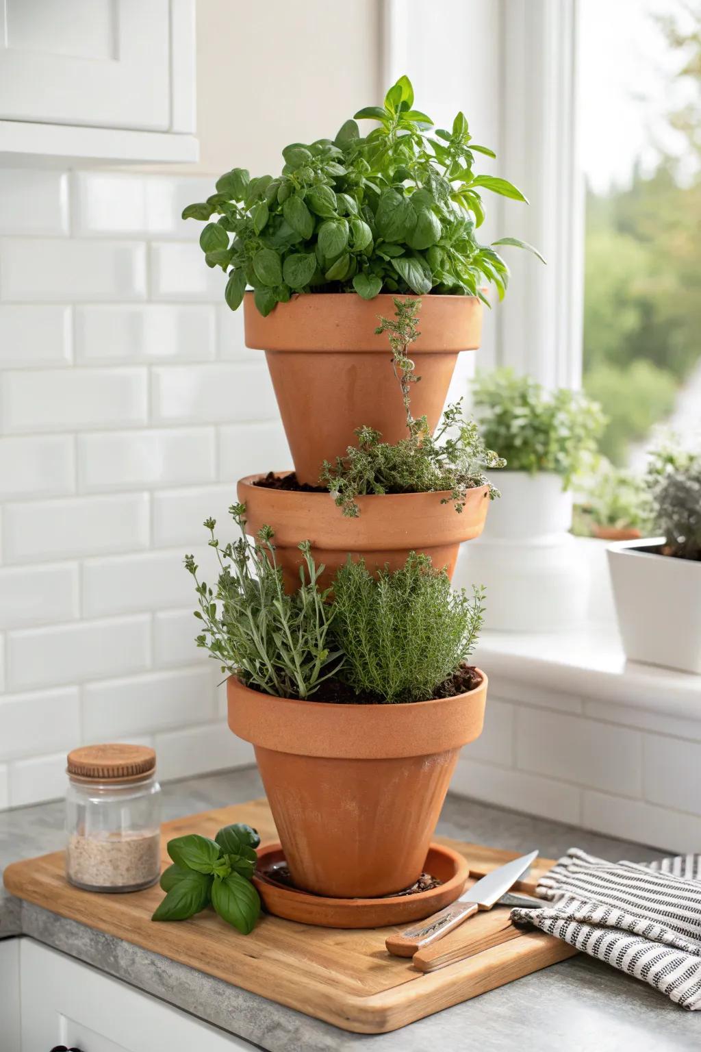 Elevate your expanse through an enchanting earthenware herbaceous spire—where simplicity converges with inherent splendor.