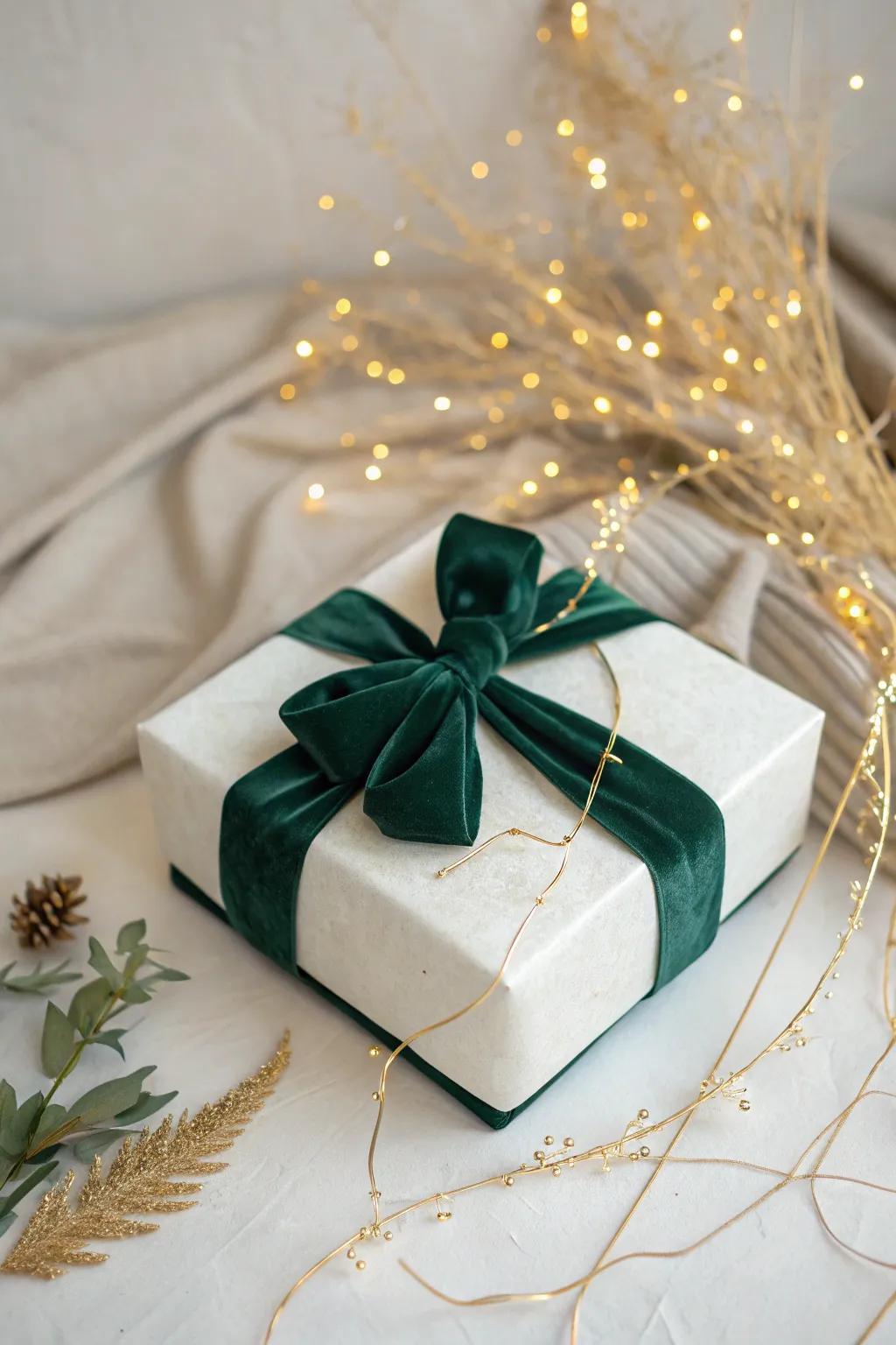 Enhance your gifting through the lavish element of silken textile and metal strips.