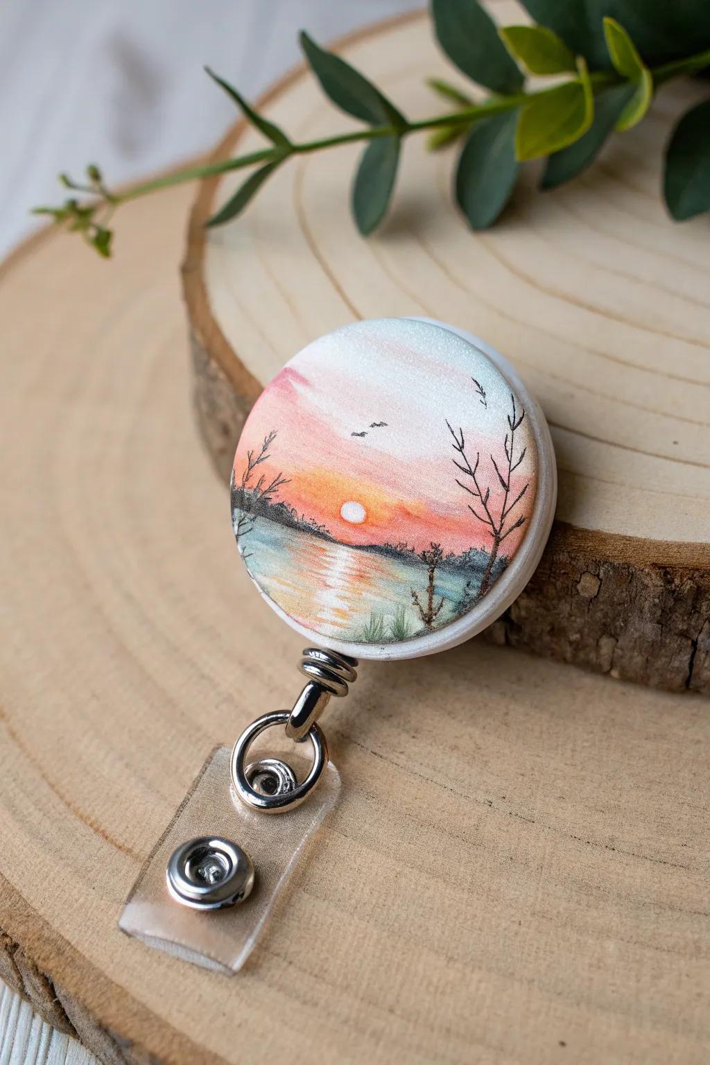 Transform your badge reel into a mini canvas and carry a piece of art with you every day!