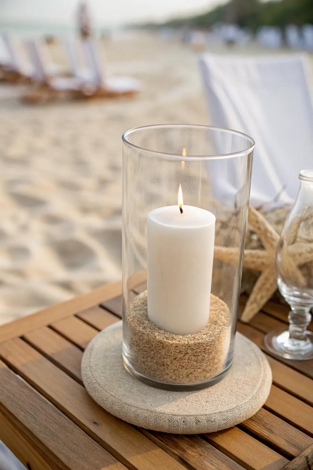 Convey a suggestion of shoreside serenity indoors through refined grit-laden igniter vessels.