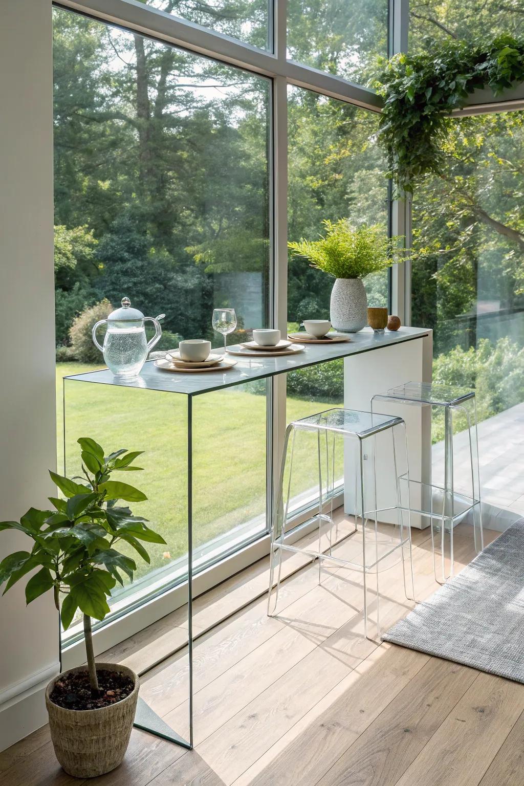 Enjoy breakfast with a view: With a glass wall breakfast bar, embrace contemporary elegance.