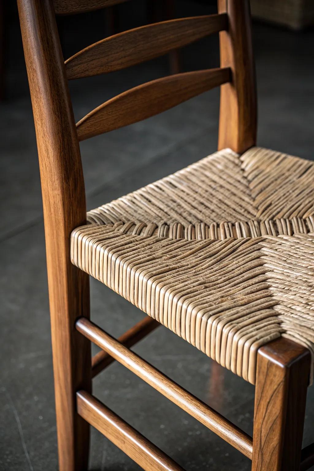 Elevate your interior with the ageless grace of a hand-fashioned woven seat rest.