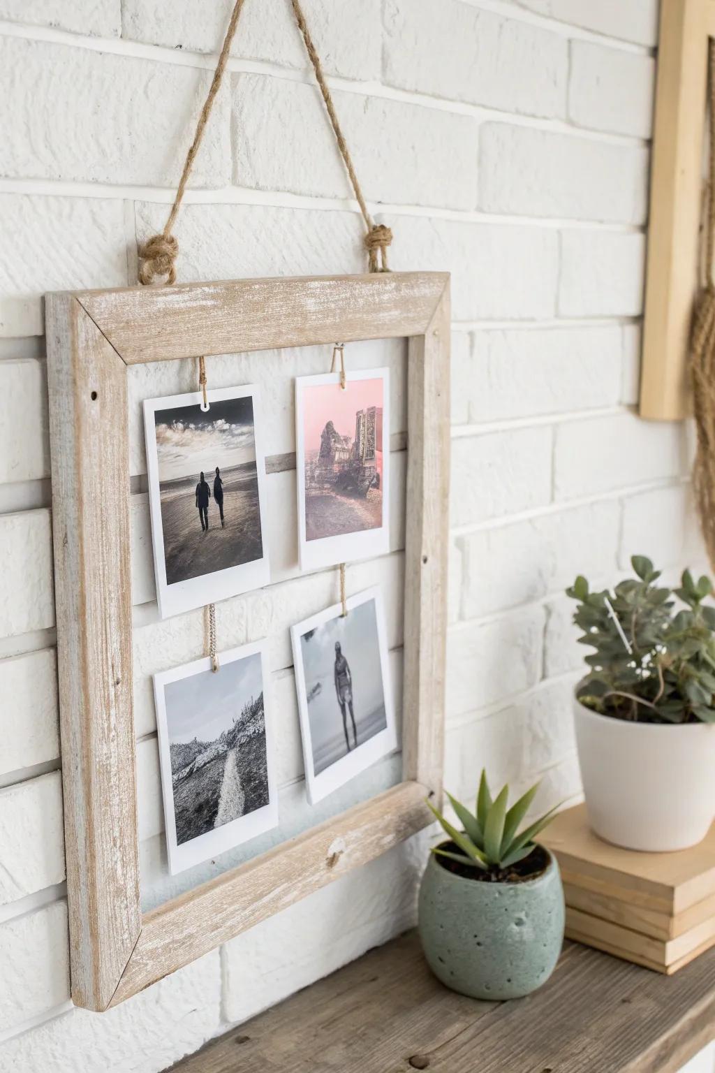 Capture memories with rustic charm: a DIY photo collage frame that warms any space.