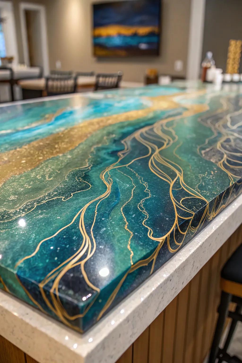 Transform your kitchen into a masterpiece with conceptual epoxy artistry.