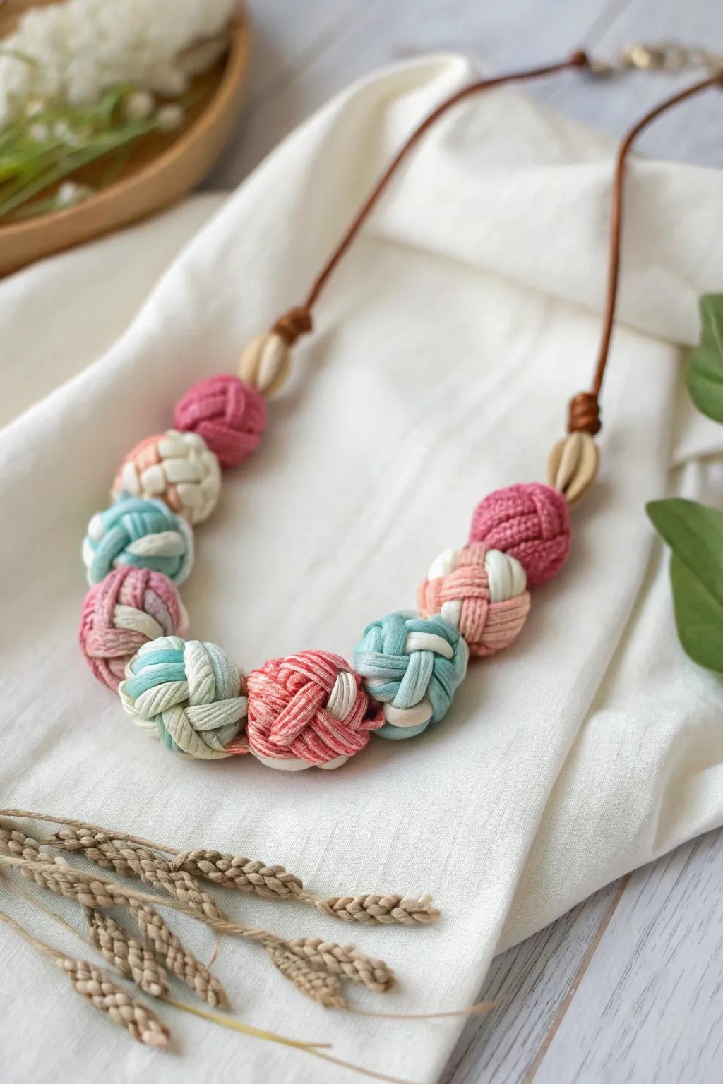 Transform textile offcuts into awe-inspiring chunky bead necklaces—where artistry encounters panache.