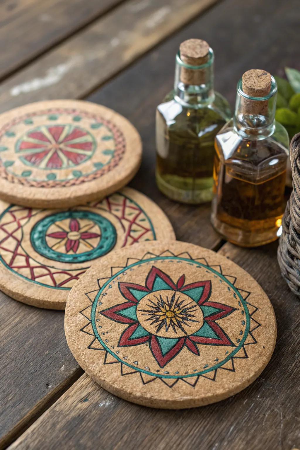 Elevate your gifting game through a meticulously fashioned nuance: personalized bark substrate coasters intertwined with miniature spirit vessels.