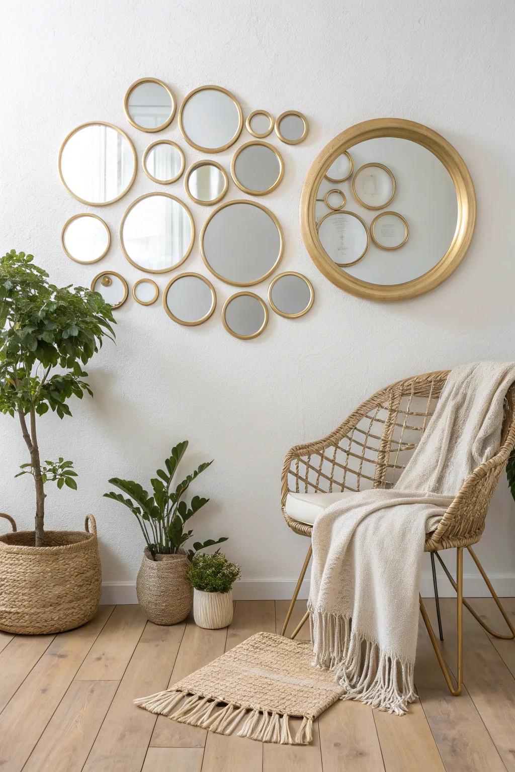 Revitalize your dwelling with a stunning mirror assemblage that incorporates illumination and charm into any chamber.