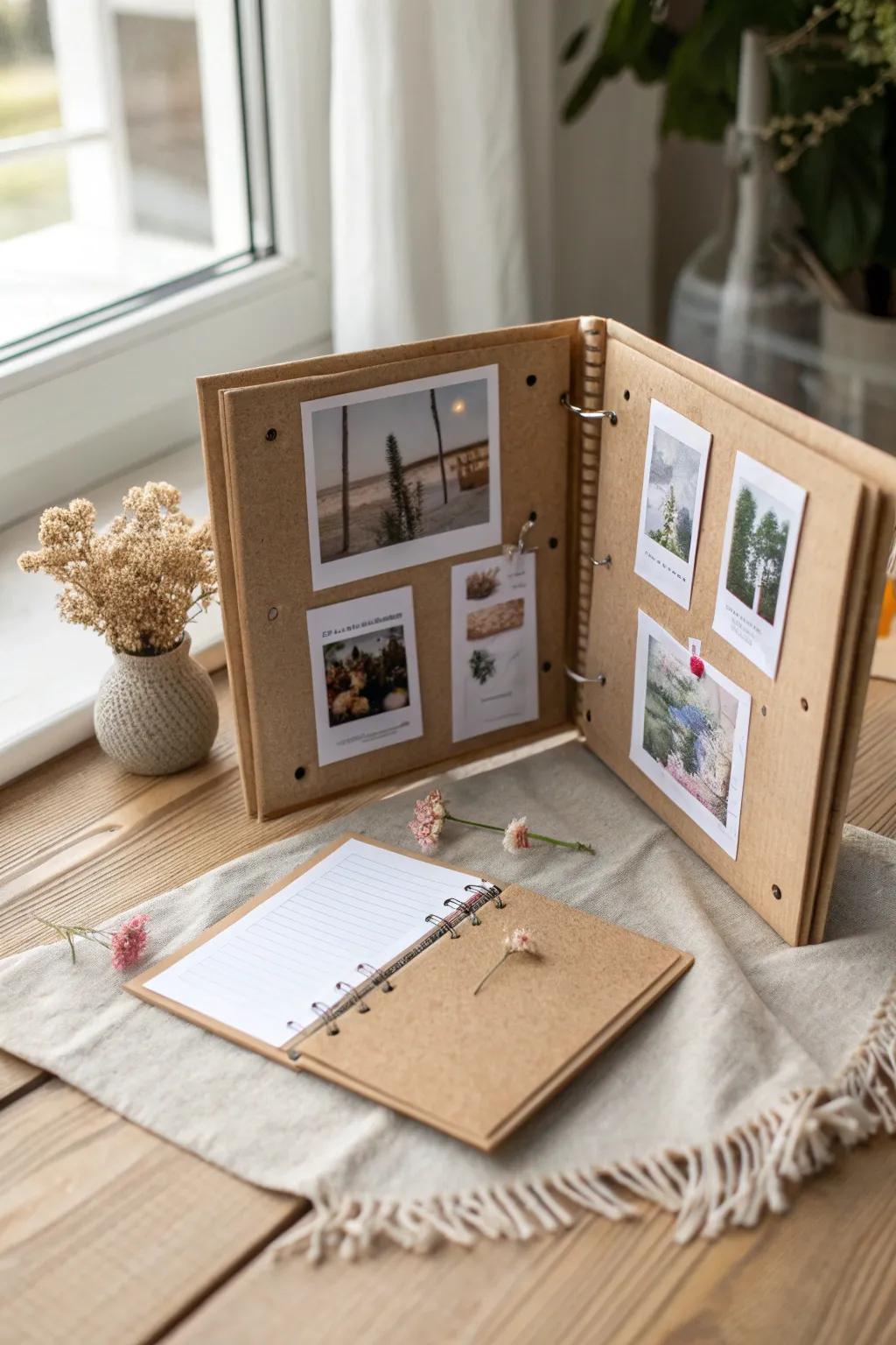 Relive your memories with a hint of rustic charm in this DIY tactile board photo album.