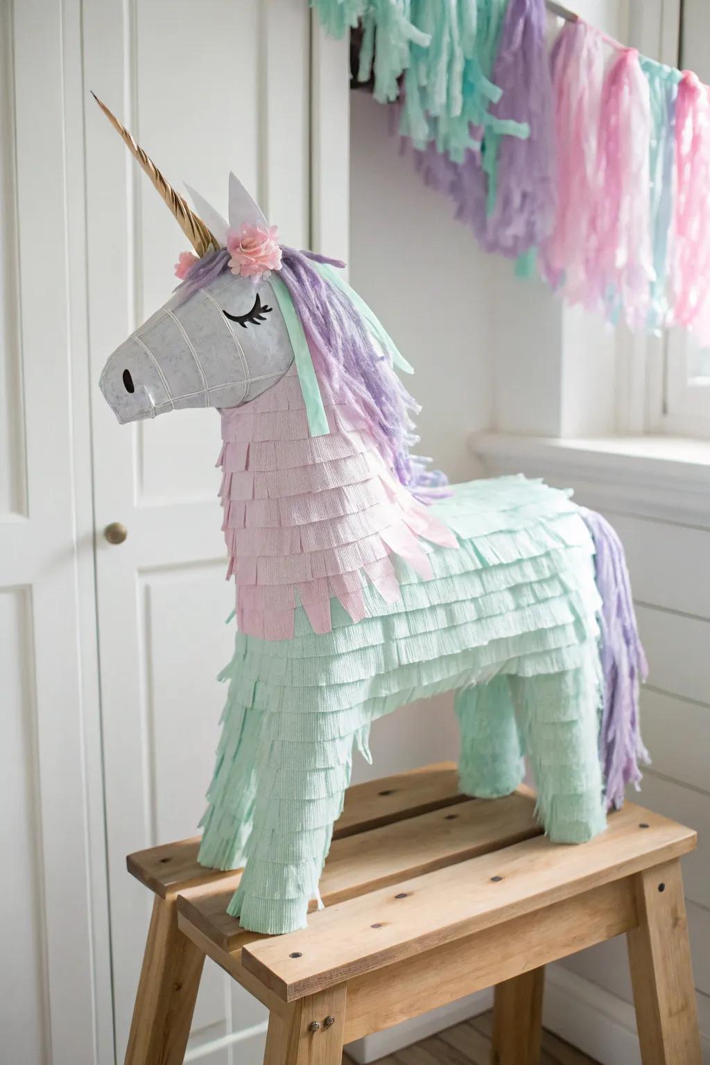 Introduce a dash of whimsy and enchantment to your festivities with this captivating unicorn piñata!