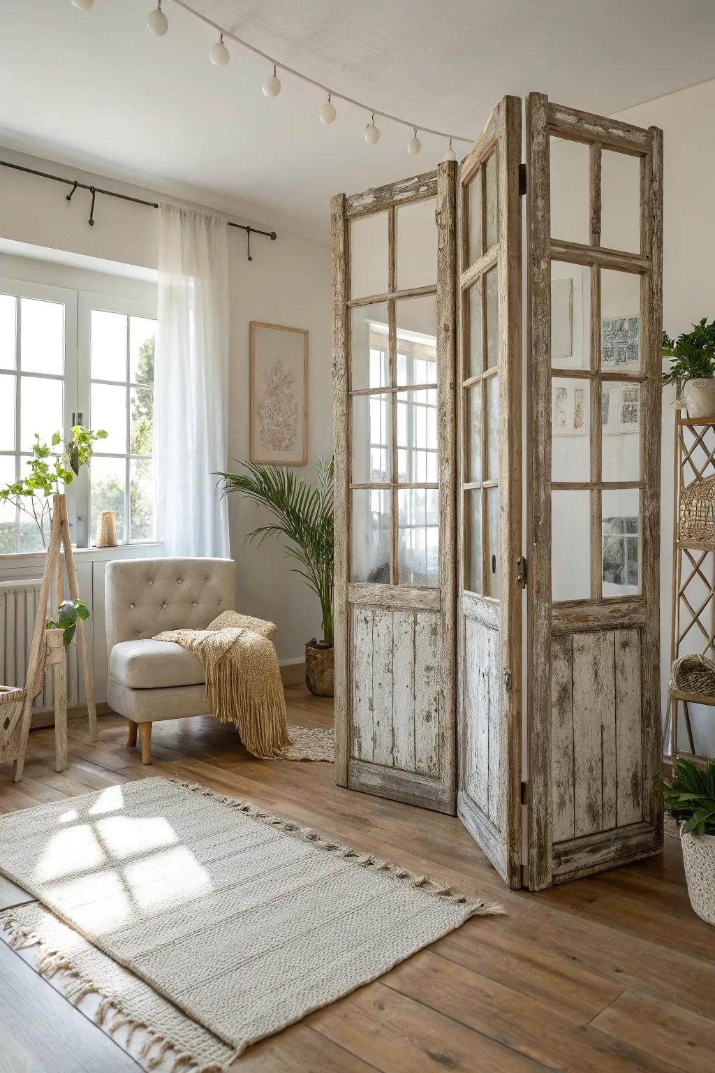 Transform your interior with the vintage allure of recycled window casements.