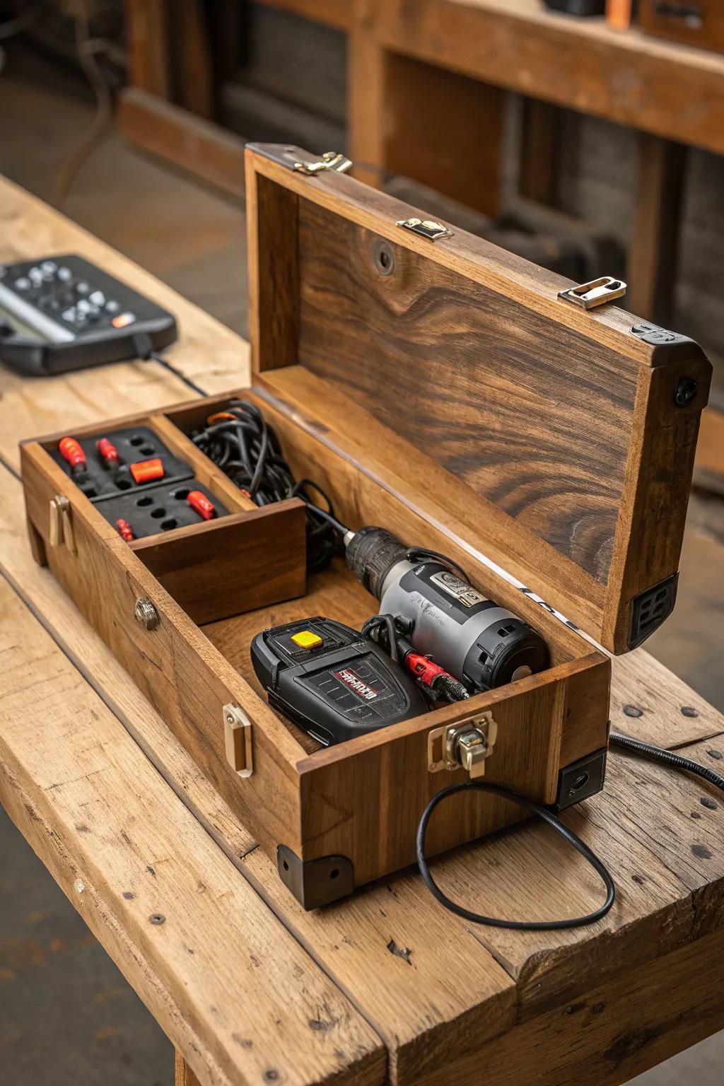 For the utmost in efficiency and style, update your tool box with an integrated charging station.