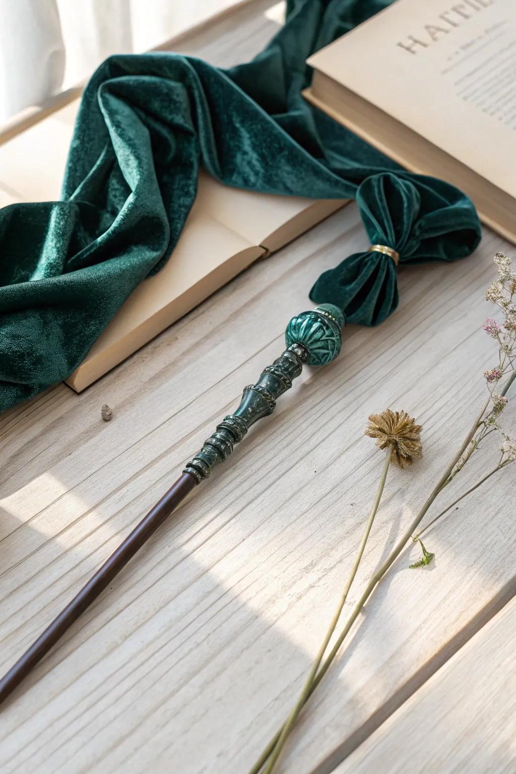 Transfigure your wand through a soupçon of velvet elegance. #DIYMagic #ScandiBohoCharm