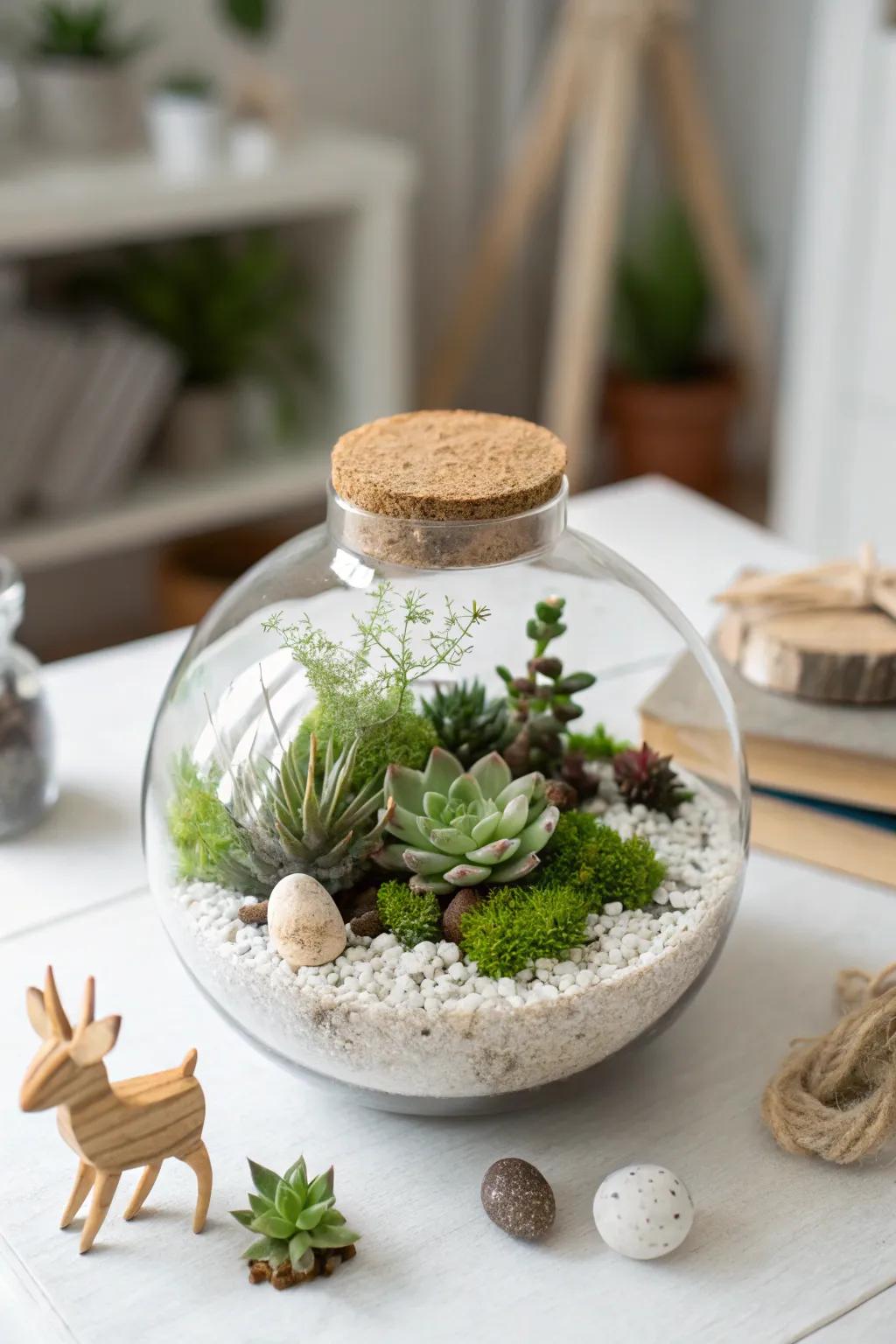 Bring nature indoors with this elegant DIY terrarium garden—an ideal wedding gift that blends simplicity and natural beauty.