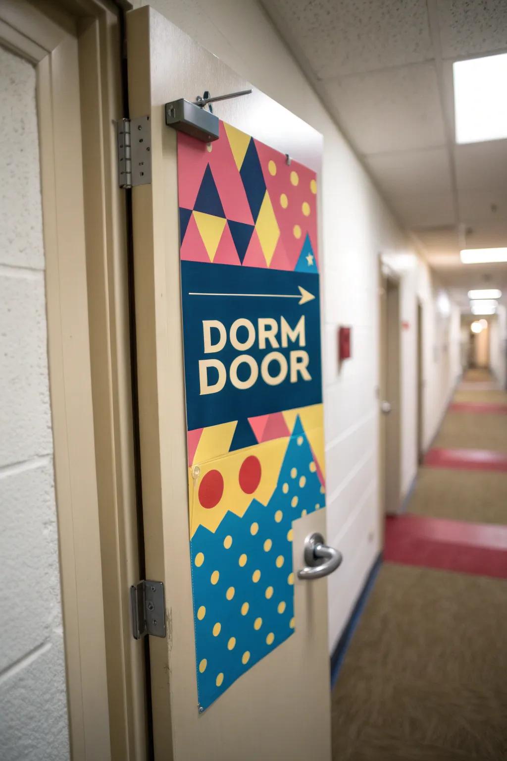 Symmetrical name tags deliver a modern and artistic sophistication to dorm decor.