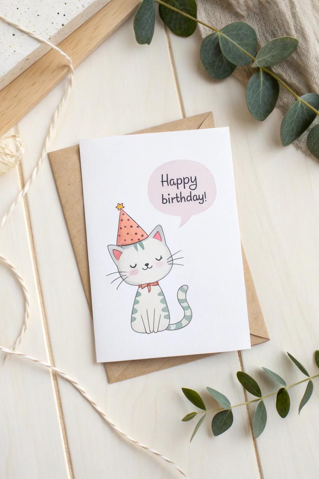 Celebrate with a hint of playfulness and simplicity—hand-drawn birthday happiness!