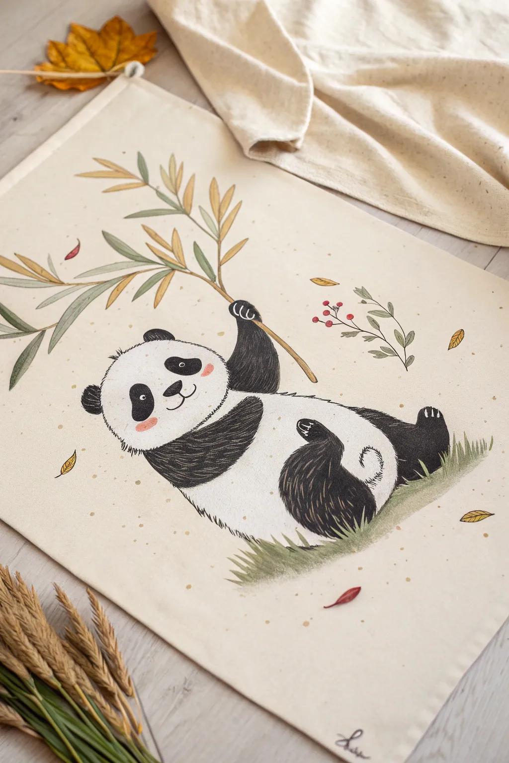 Lively Panda Joy: Appreciate the uncomplicated delights of existence through this adorable, minimalist panda representation.