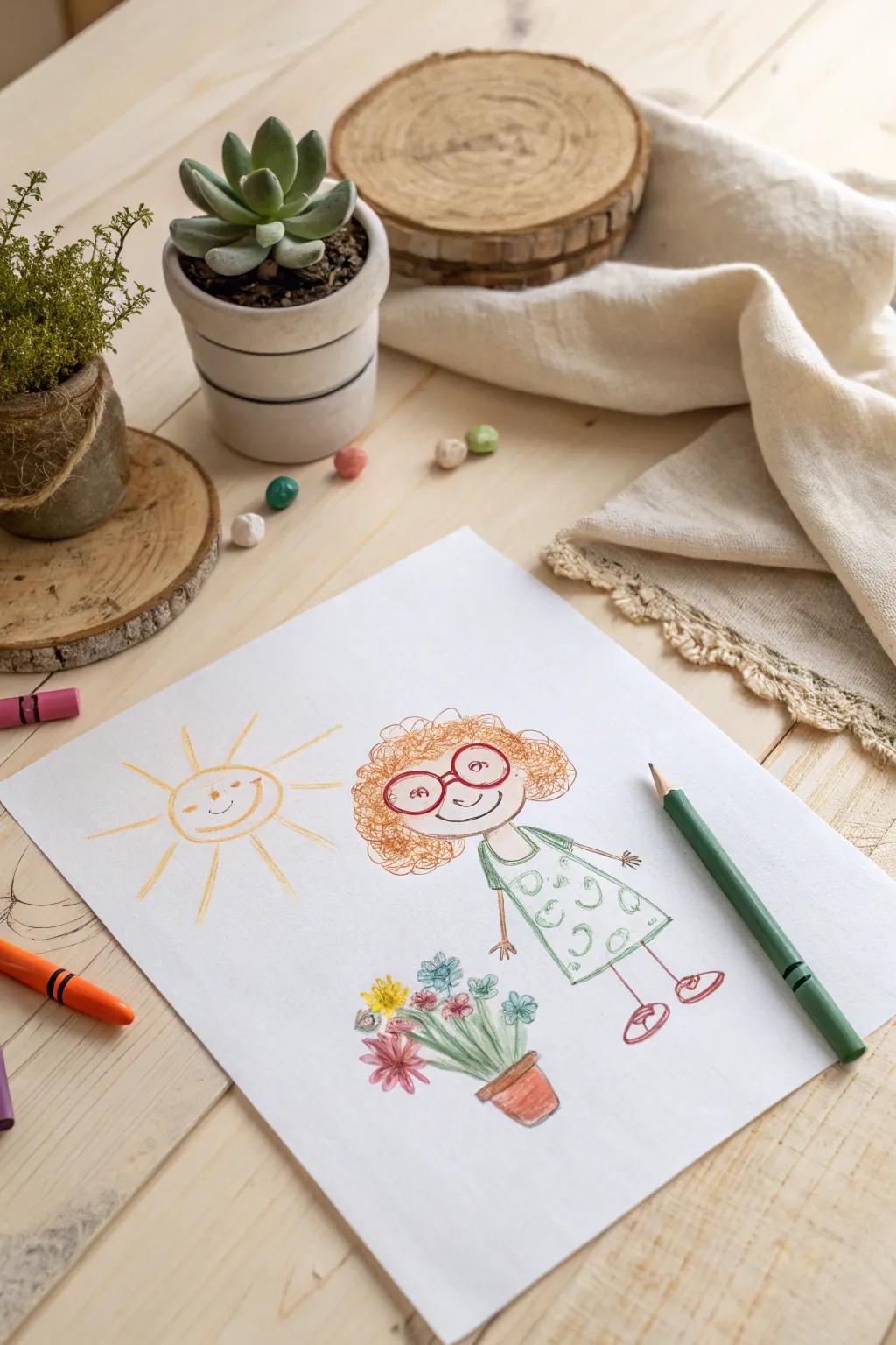Celebrate the joy of creativity with a heartfelt, child-like design of mom. Appreciate the beauty in simplicity.