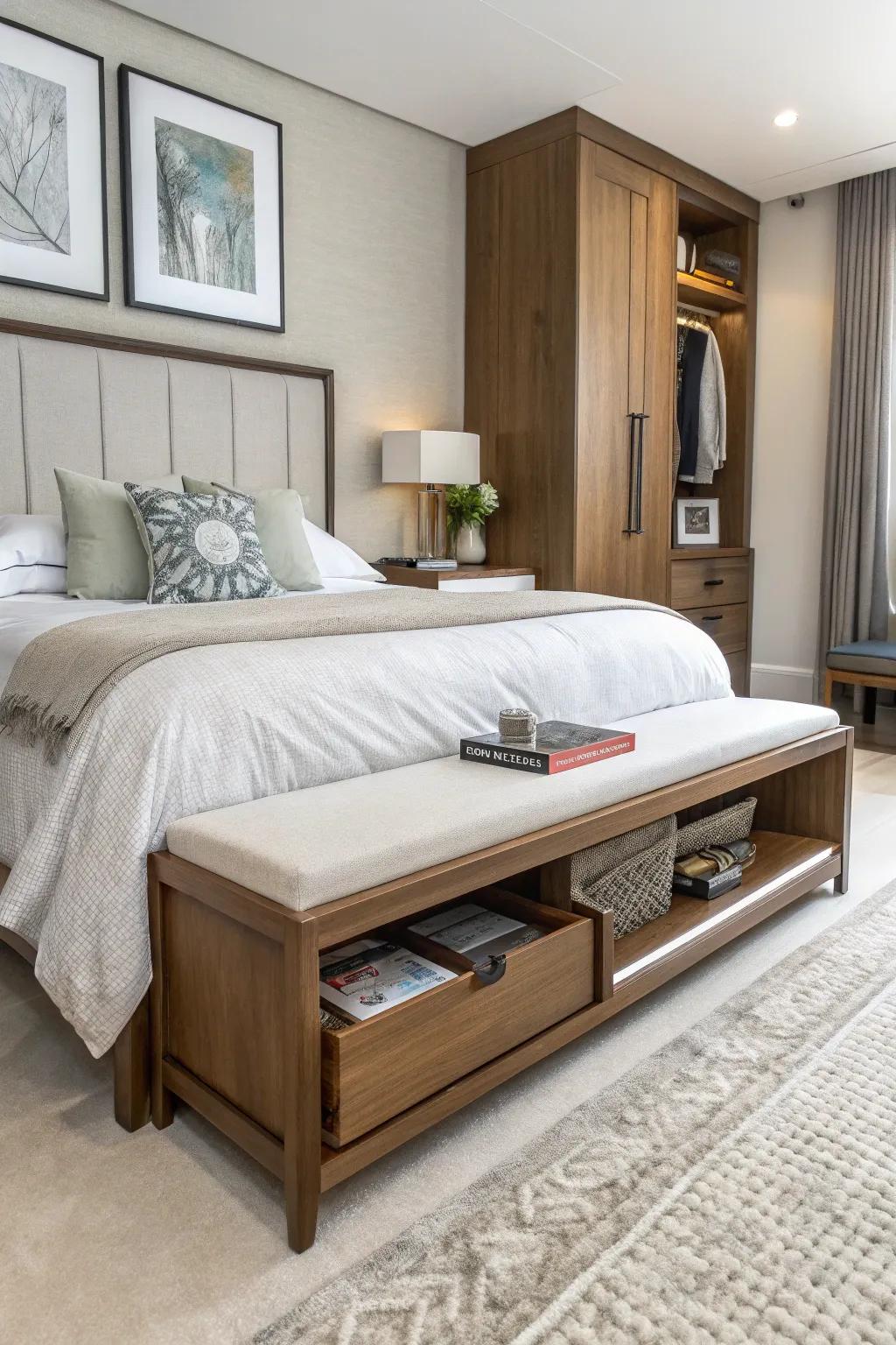 Under-seat storage combines style with practicality.