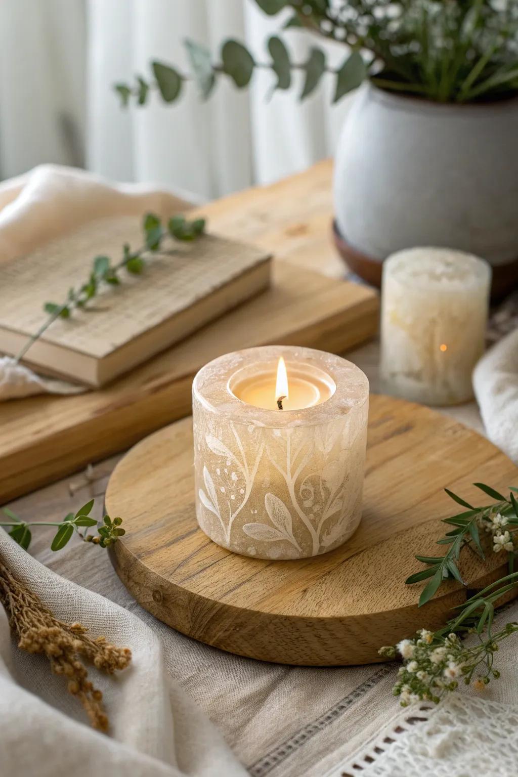 Illuminate your area with the captivating radiance of a resin light stand that weds minimalist grace with bohemian charm.