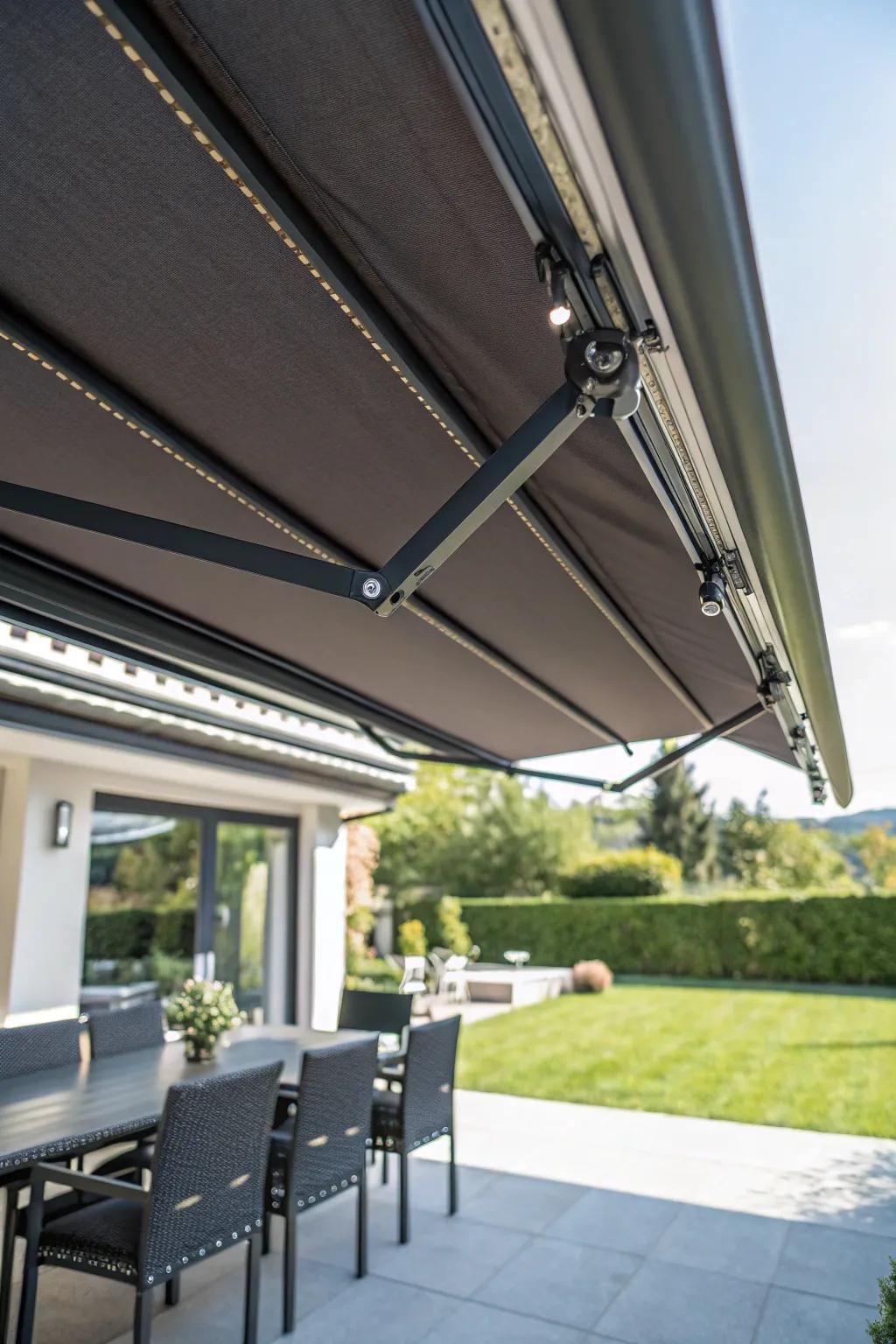 Discover the quintessential fusion of style and functionality with a retractable awning that adapts to your outdoor requisites.