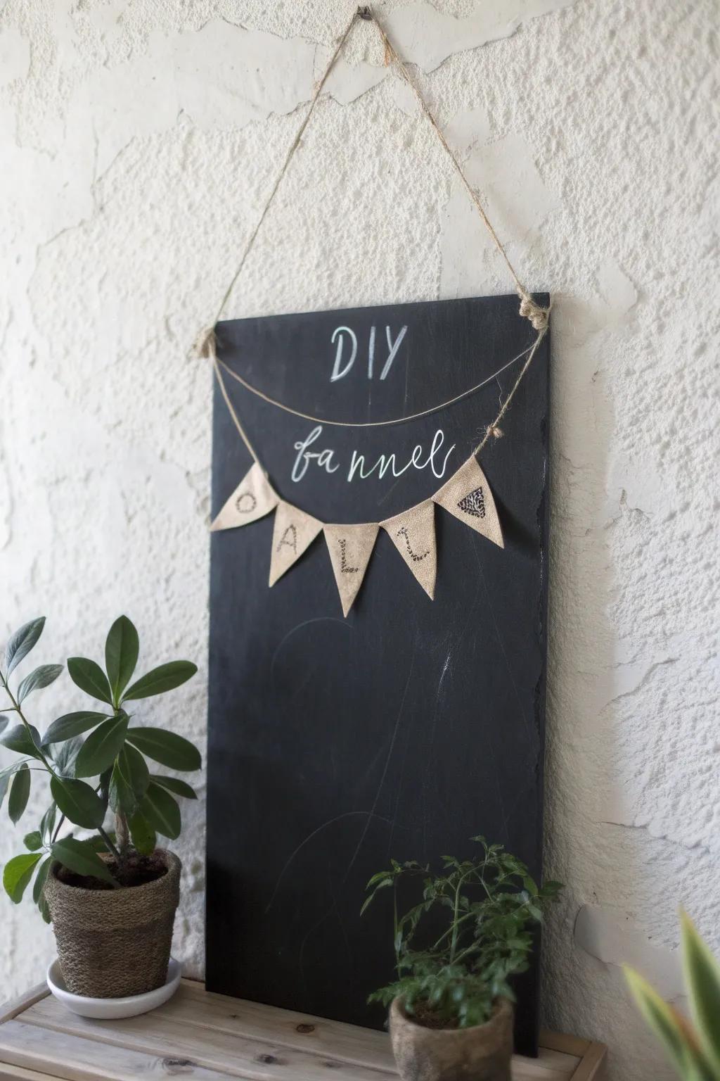 Embrace the season with a charming DIY chalkboard pennant—simple, elegant, and perfect for adding a touch of fall flair to your home.