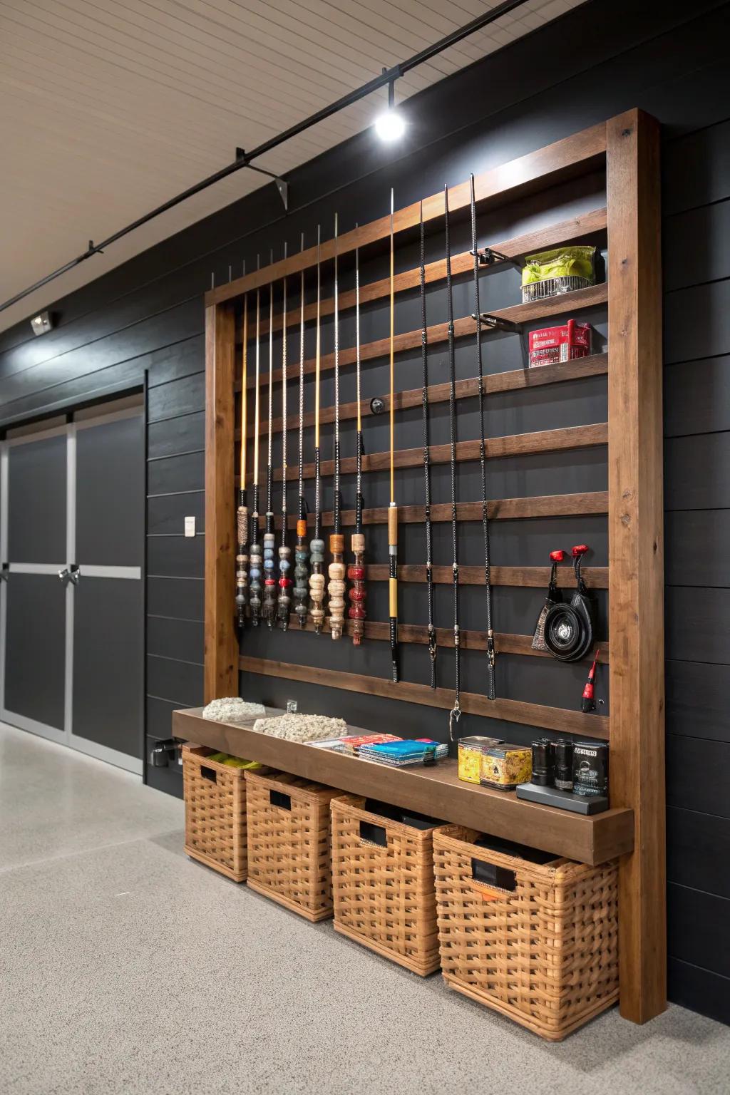 Improve your angling experience with a skillfully designed slatwall fishing setup.