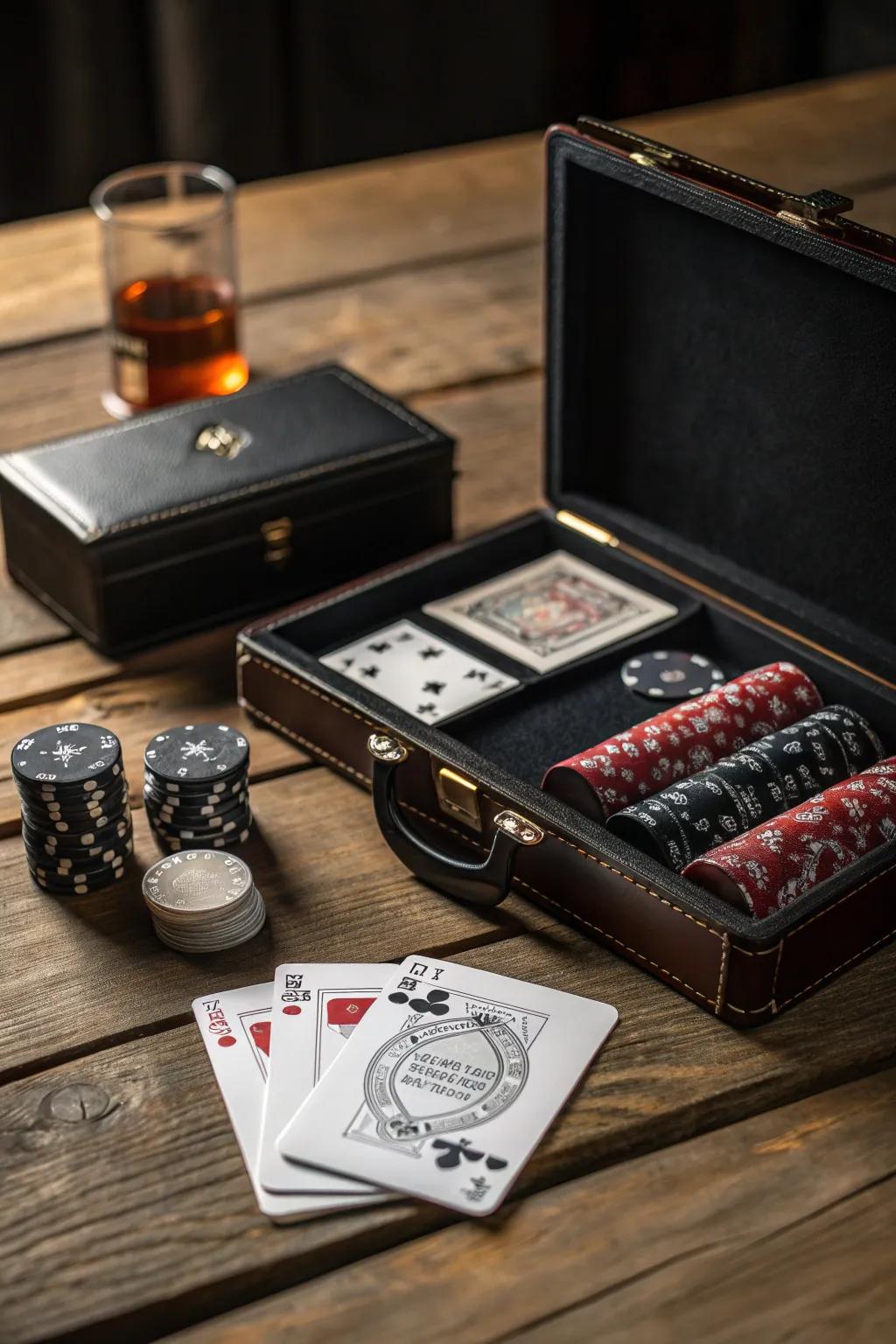 Elevate your poker nights with a bespoke poker set designed for the discerning gentleman.