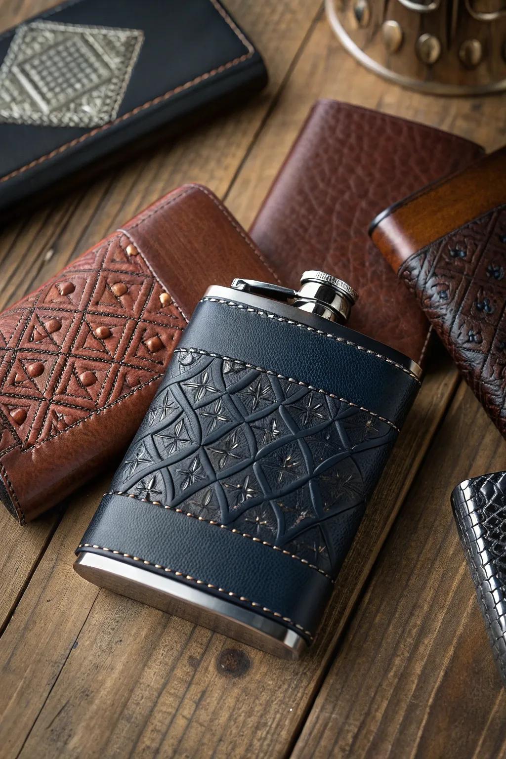 Elevate your style with versatile flask covers—perfect for every groomsman.