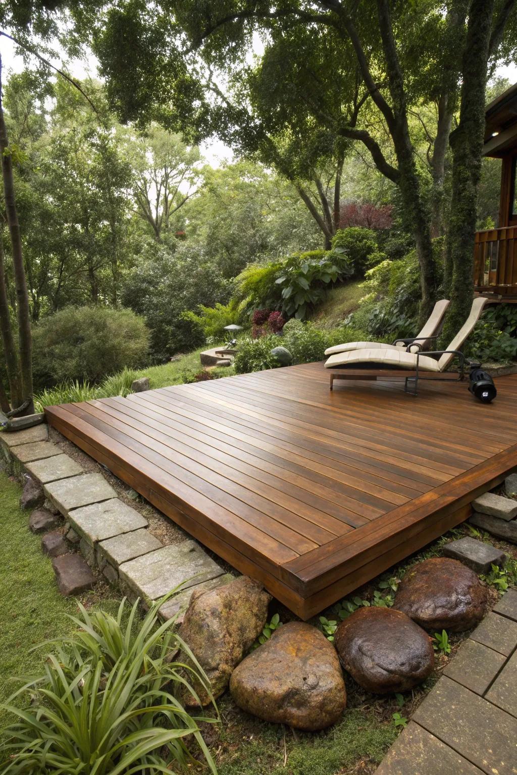 Encounter the Art of Outdoor Living Through a Detached Deck That Embodies Elegance and Craftsmanship.