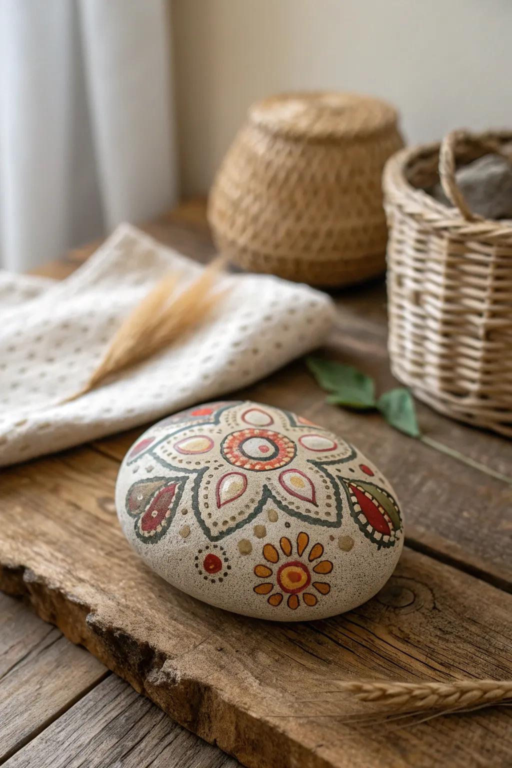 Elevate your space with the charm of decorated stone art, a perfect blend of simplicity and creativity.