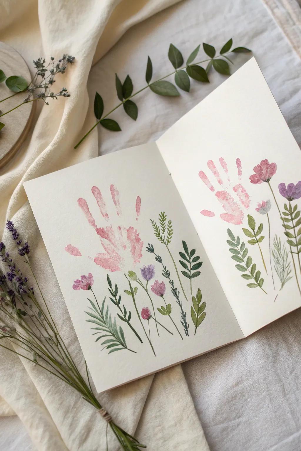 Bring a touch of spring indoors with a handcrafted meadow of handprints 🌿✨