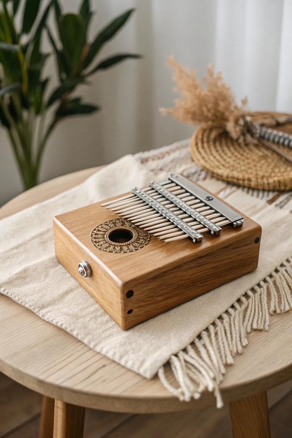 Embrace tranquility via this handcrafted thumb piano, where simplicity fulfills soulful acoustic.