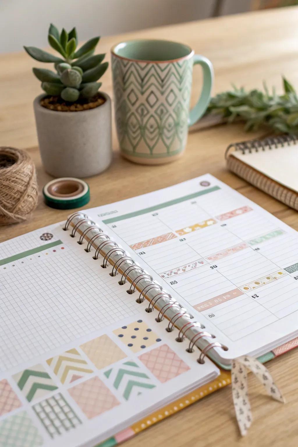 Incorporate a touch of personal style into your planner through beautiful adhesive tape borders.