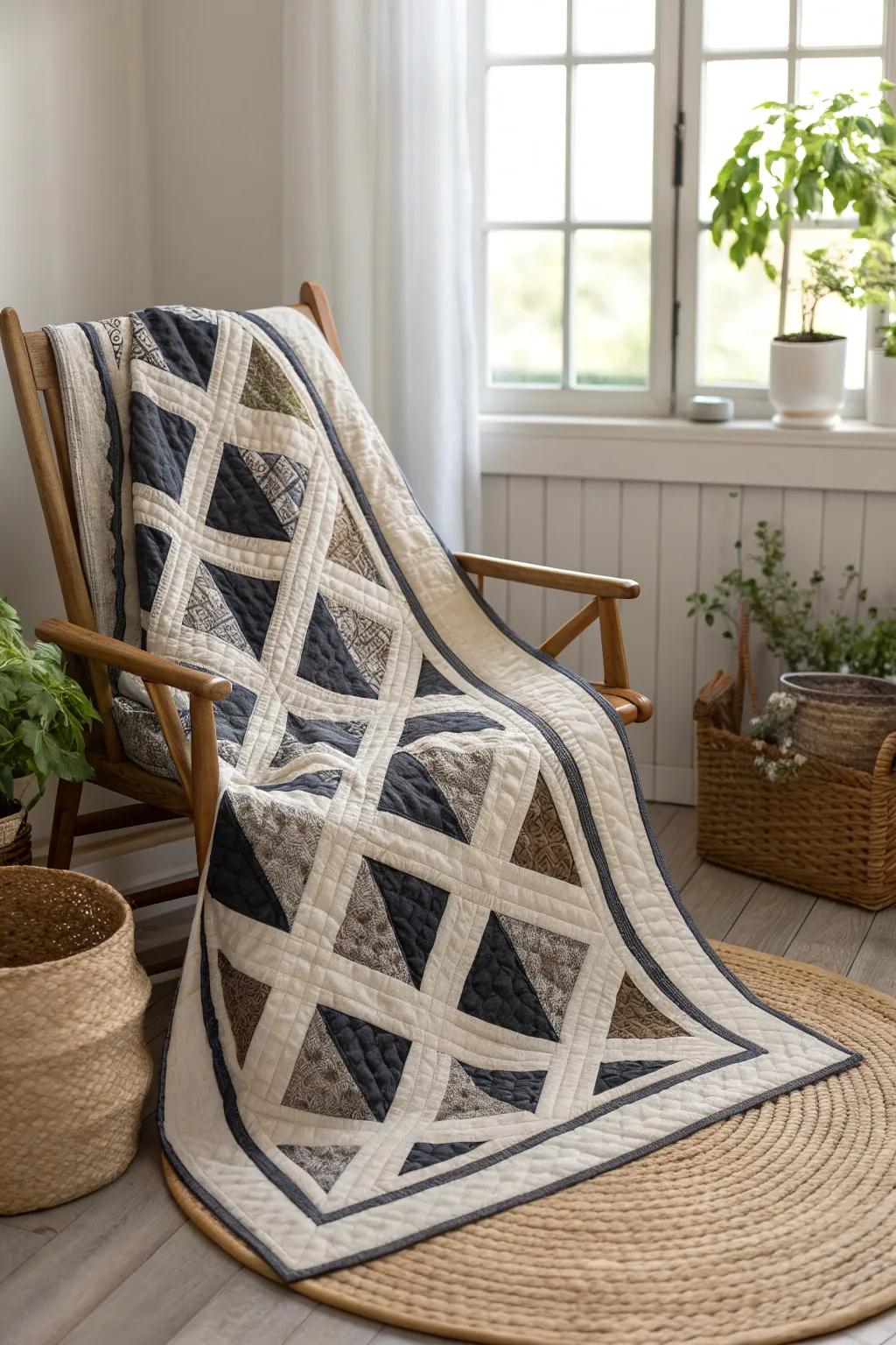 Embrace enduring elegance with a netting-patterned quilt that contributes an attribute of sophistication to any domain.