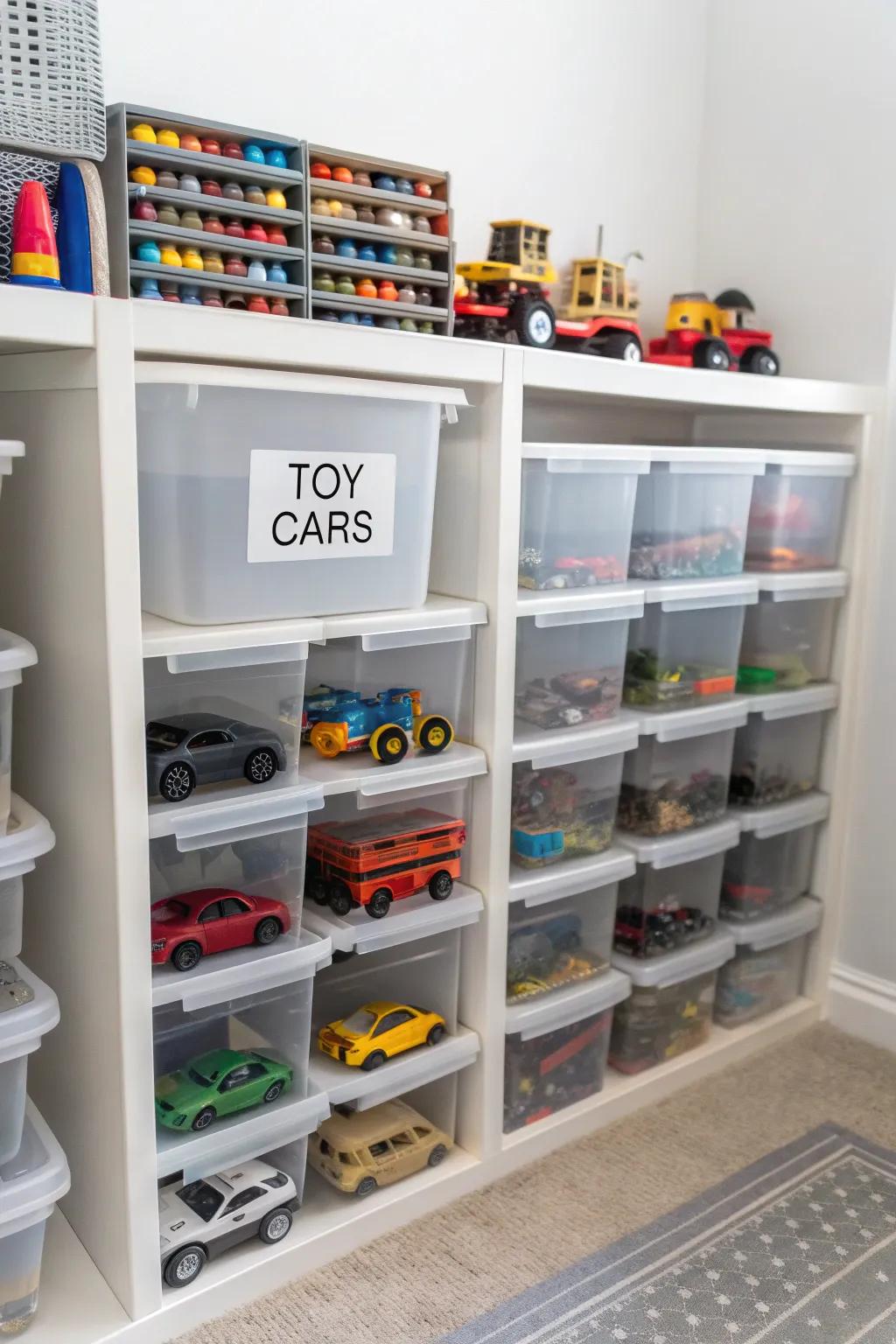 Labeling structures ensure easy access and pristine spaces.
