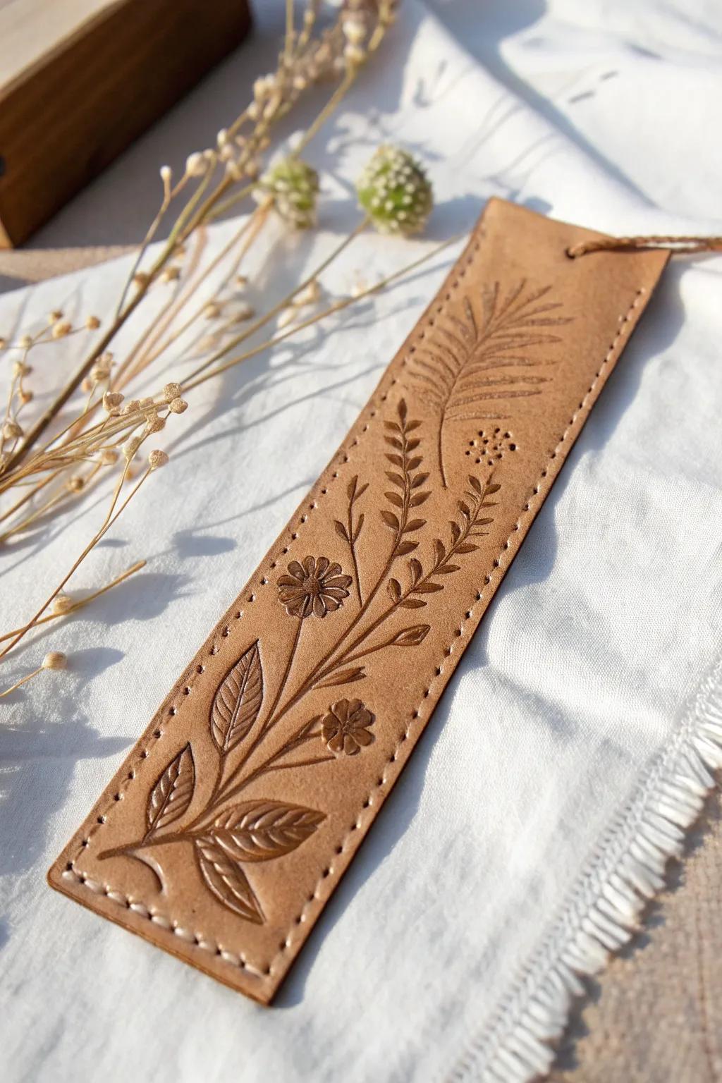 Embrace nature with an exquisitely crafted leather bookmark that transports the outdoors to your reading escape.