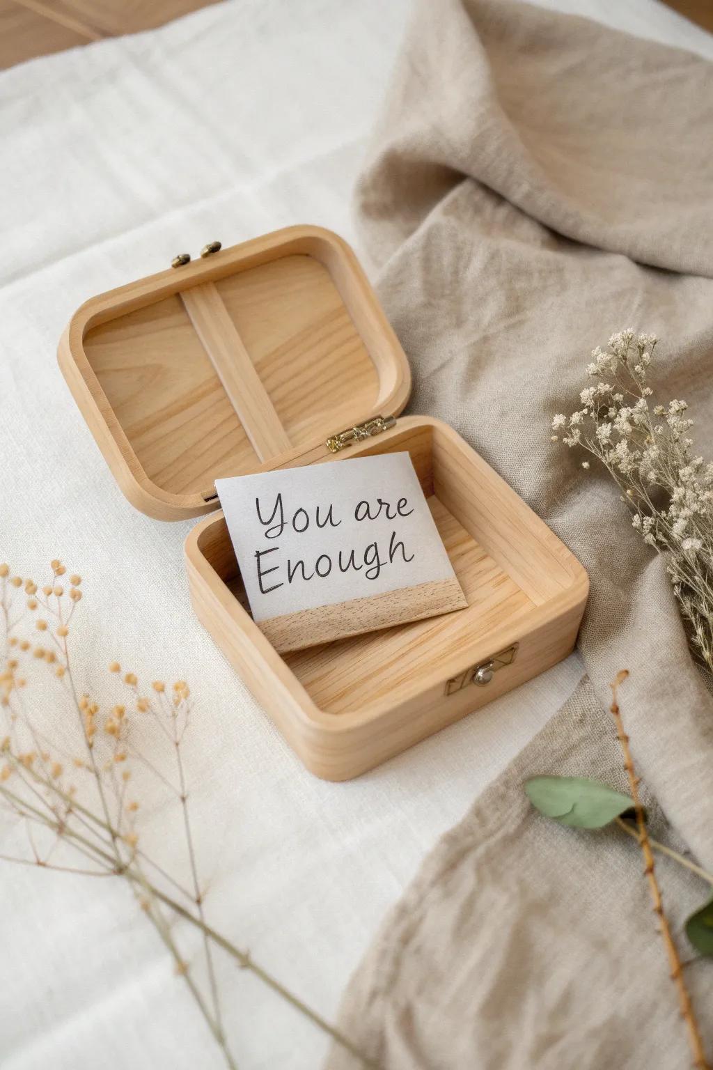 A gentle reminder of worth nestled in simplicity: 'You are enough.'
