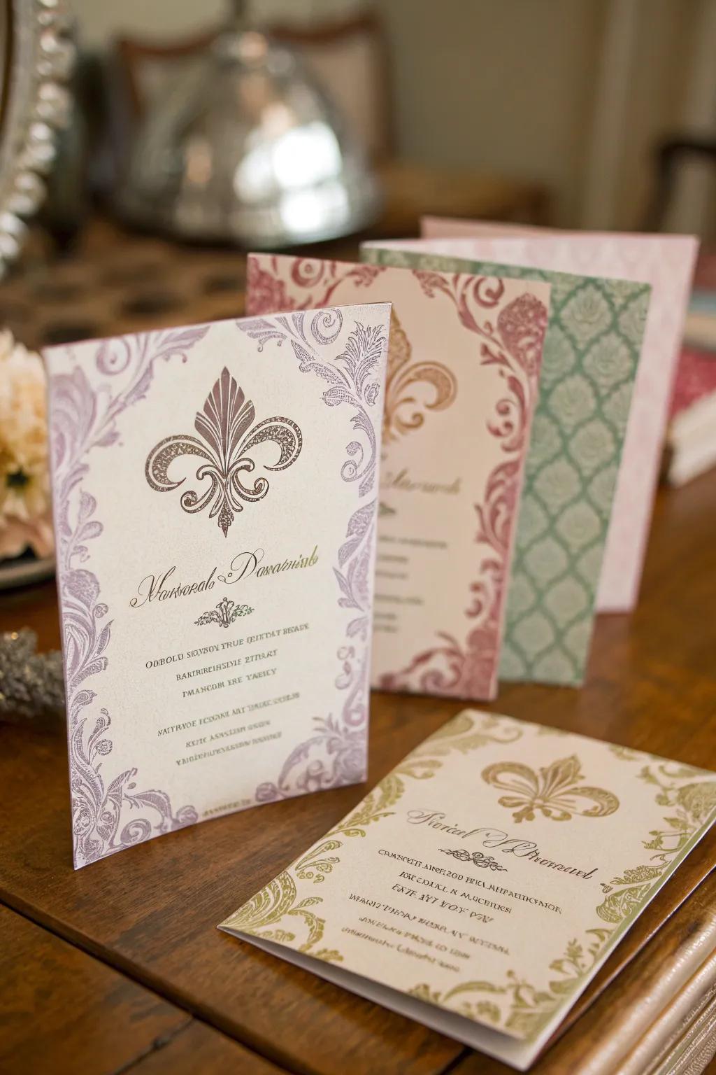 Aged sensations conjure a timeless sophistication for your invitations.