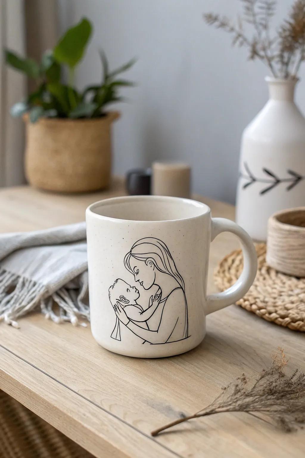 Embrace simplicity with this elegant mom mug—perfect for those who cherish minimalist beauty.
