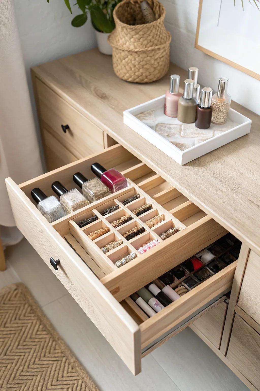 Unearth the art of structured allure accompanied by a concealed treasure container of hues. 🌿💅✨