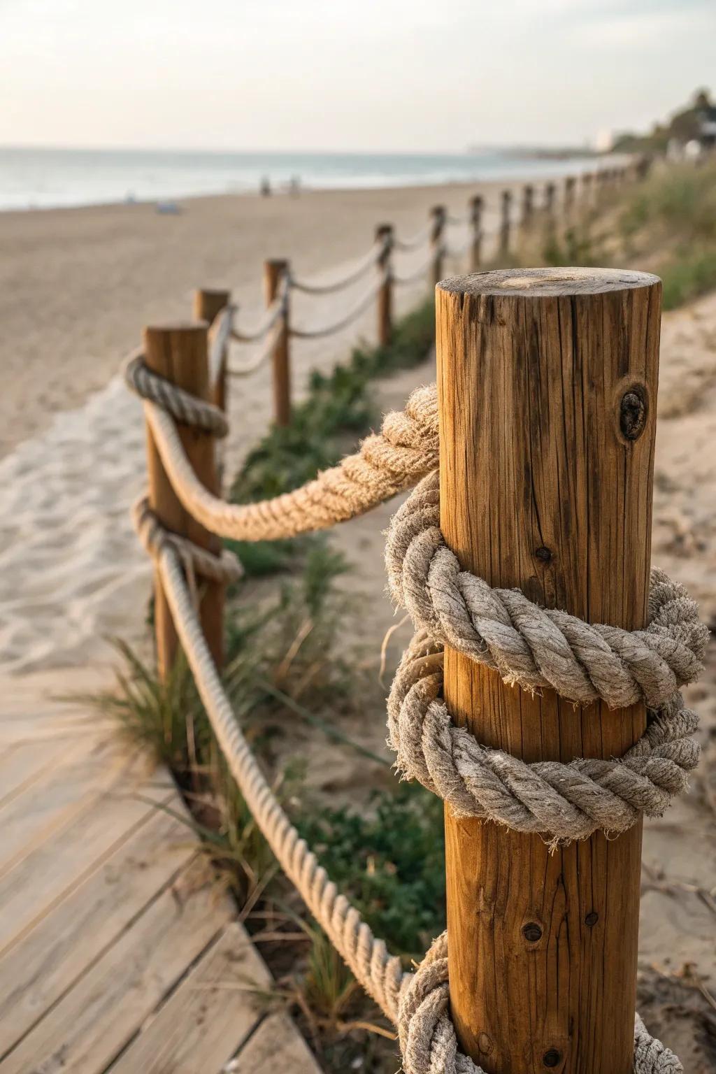 Embrace a relaxed, seaside vibe with a handcrafted cable and timber post enclosure.
