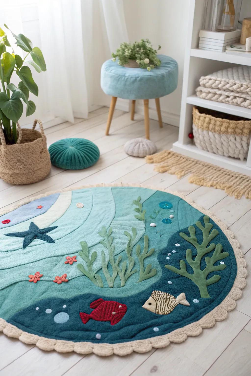 Venture into inventiveness through this interactive marine bed mat—where craftsmanship converges with playtime escapade!